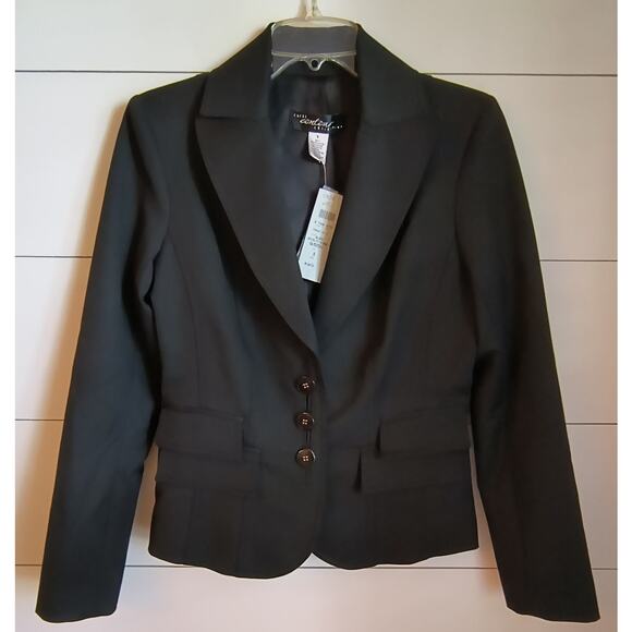 Cache Tailored Fit Blazer Women's Sz S Black Flap Pockets 3 Button Lined Jacket - Picture 14 of 16